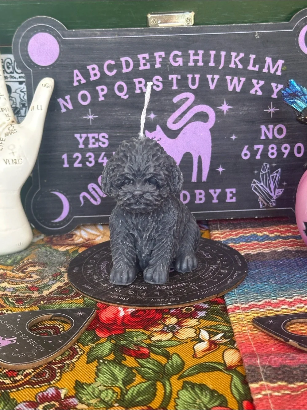 Handmade Grey Puppy Candle | Dog Lover Gift | Cute Puppy Altar & Home Decor